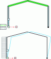 Figure 36 - Portal frame modeling and visualization of the deformation caused by the explosion