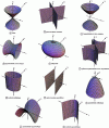 Figure 19 - Quadrics in normal form with respect to an orthonormal Cartesian coordinate system