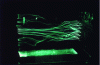 Figure 16 - Flow around a Delta wing in a wind tunnel. Volume visualization with matrix seeding (doc. IGE)