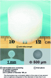 Figure 32 - Steps for machining silica aerogel to produce a sphere with a final diameter of 500 μm