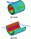 Figure 24 - Electromagnetic wormhole and a cross-section showing a wave propagating inside it