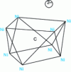 Figure 33 - Representation of the anion [Ni8C (CO)16]2- derived from a deltahedron with 10 vertices and 11 doublets by loss of two vertices carrying 0 electrons