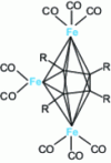 Figure 42 - Transition from the nido molecule [Fe2 (CO)6 (CR)4] to the closo molecule [Fe3 (CO)8 (CR)4] by addition of the 0-electron Fe (CO)2 group in the frontier orbitals.