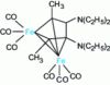 Figure 44 - Representation of the nido molecule [Fe2 (CO)6 (CCH3)2 {CN (C2H5)2}2] obtained from ynamine CH3CCN (C2H5)2 with 8 doublets in the frontier orbitals.