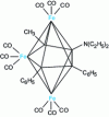 Figure 47 - Representation of the pentagonal-based bipyramid closo molecule [Fe3 (CO)8 (CCH3) (CC6H5)2 {CN (C2H5)2}], deltahedron with 8 doublets
