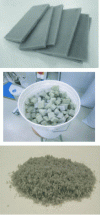 Figure 2 - Successive steps to obtain ground gray polyurethane foam