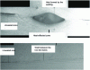 Figure 19 - Microscopic observation of
a weld between transparent polycarbonate and opaque polycarbonate
filled with carbon black by laser welding at a speed of 1 mm·s-1