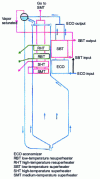 Figure 15 - Schematic diagram of a natural circulation boiler: example of heat exchange surface layout