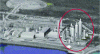 Figure 4 - Planned 800 MWe NGCC power plant with large, expensive flue gas capture unit (circled in red), Norway