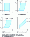 Figure 1 - Examples of reversible machine cycles with one heat source and one heat sink