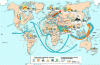 Figure 5 - Map of hydrocarbon flows in 2016 in millions of tonnes (oil) or in millions of tonnes of oil equivalent Mtoe (natural gas) (doc. IFP Training/IFP School de BP Statistical)