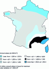 Figure 20 - Solar radiation received in France on a south-facing plane of inclination equal to latitude