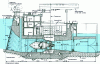 Figure 2 - Low-head run-of-river scheme: cross-section of the Gambsheim factory dam, part of the Rhine chain of structures (see figure 6) (doc. EDF-DPIH)