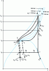 Figure 22 - Same CO2 refrigeration cycles shown in the T-s entropy diagram