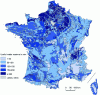 Figure 7 - Map of maximum usable reservoir in mainland France [7].