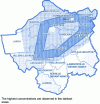 Figure 5 - Mapping ozone pollution in Greater Nancy using plant bioindicators: BEL W3 tobacco [8]