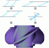 Figure 24 - Propeller pump impeller blades and 3D view (doc. DynFluid)