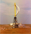 Figure 10 - French three-bladed Darrieus 5 kW prototype (source: Centre national d'Essais éoliens de Lannion, 1985, credit: Onera)