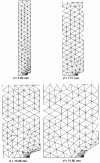 Figure 37 - Meshes used for different specimen diameters