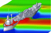 Figure 2 - Simulation of a ship's hydrodynamic stability in swell (source: École Centrale de Nantes/Bureau Veritas)