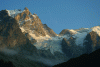 Figure 20 - The highest peaks in the Alps (here La Meije, 3,984 m), made of granitic and metamorphic rock, are eroded mainly by the disassociation of blocks under the effect of freeze-thaw alternations. If the tectonic movements responsible for their uplift came to a complete halt, the Alps would be flattened in ten million years.