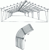 Figure 25 - Multi-purpose hall: straight beams (10 to 25 m span) and finger-jointed corner detail