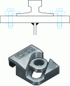 Figure 11 - Principle of Burbach rail clamp fastening (left) and clamp detail (right) (Crédit Patry)