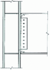 Figure 24 - Beam/post assembly with welded flanges and web bolted to a gusset plate welded to the post flange (according to FEMA 350).