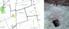 Figure 29 - Cavity hazard map on the left (each yellow triangle represents a natural cavity) and example of a cavity uncovered beneath a wind turbine.