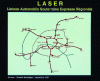 Figure 3 - The LASER project for underground freeways under Paris, presented in 1987 by the company "Grands travaux de Marseille"; basic layout and interchange points with the surface