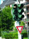 Figure 14 - Mandatory stop sign, which can be crossed exceptionally at reduced speed, under the supervision of an operations manager.