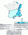 Figure 2 - Example of a snow height map in the French National Annex to standard NF EN 1991-1-3