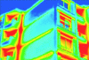 Figure 7 - Thermography of a facade with interior insulation without thermal bridge treatment