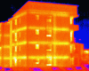 Figure 9 - Thermography of a building with interior insulation without thermal bridge treatment