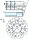 Figure 22 - Elements of an equivalent three-slice per half-rotor magnetic schematic of a hybrid stepper motor