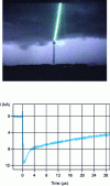 Figure 10 - Lightning strike and current measured at the top of the tower (from [24])
