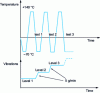 Figure 5 - HALT test, combination of thermal cycles and vibrations, exploration at increasing vibration levels