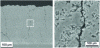 Figure 13 - Vertically cracked, partially yttrin-stabilized zirconia deposit (13% by mass) obtained by solution spraying