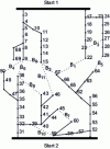 Figure 13 - Typical distribution network with 2 feeders, 67 loads and 11 loops