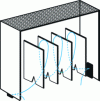 Figure 20 - Arc stretching between the refractory ceramic plates of the interrupting chamber of an air circuit breaker [Solénarc-Merlin Gérin type circuit breaker].