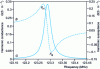 Figure 16 - Pseudo-pole harmonic admittance for quadrature-phase excitation (shear wave on quartz (YXlt)/36˚/90˚), frequency definition for wave attenuation calculation