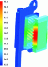 Figure 18 - Mapping of thermal analysis (in °C) focused on CCGA component