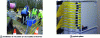 Figure 25 - FTTH – (a) microtube (or microcable) laying
in blowing conduit and (b) optical splitter (Photos CREDO)