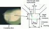 Figure 3 - Meniscus, melt zone and growth angle during µ-PD pulling