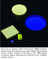 Figure 2 - Illustration
of several scintillating materials under UV  illumination