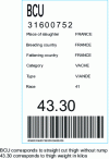 Figure 9 - Primary cut identification label