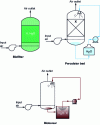 Figure 6 - Schematic diagrams of biological systems for treating gaseous effluents laden with odorous compounds or VOCs (H2O: water; X: biomass).