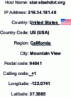 Figure 10 - GeoIP on host http://www.slashdot.org