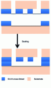 Figure 11 - Schematic diagram of the principle of manufacturing sealed microfluidic devices using SU-8