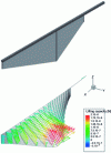 Figure 19 - Example of a wing calculation showing instantaneous deformation and aerodynamic forces, enabling designers to fine-tune the wing's architecture as they go along. Cycle-averaged data is also available, making it easier to compare results.